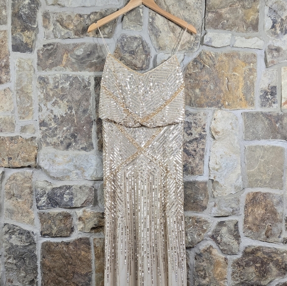 Adrianna Papell Sleeveless Beaded Blouson Gown Dress - Picture 4 of 10